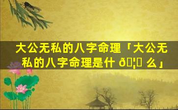 大公无私的八字命理「大公无私的八字命理是什 🦍 么」